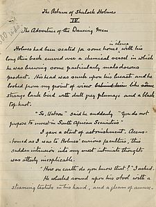 Sherlock Holmes Manuscripts Census: The Dancing Men page 1