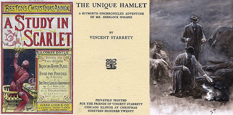 Beeton's Christmas Annual 1887 cover, The Unique Hamlet, and a Sidney Paget drawing for The Hound of the Baskervilles