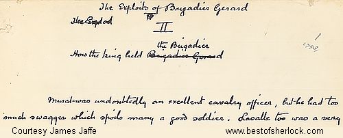 How the King Held the Brigadier manuscript - first 2 lines