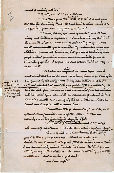 Hound of the Baskervilles manuscript leaf H1
