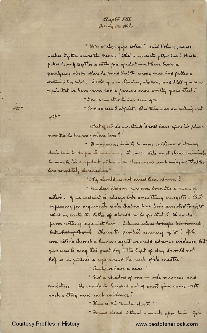 The Hound of the Baskervilles manuscript leaf H31 by Sir Arthur Conan Doyle