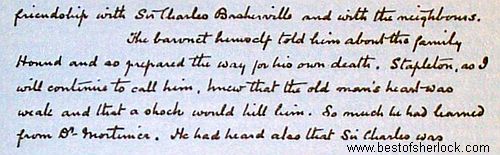The Hound of the Baskervilles manuscript leaf H33 - middle portion