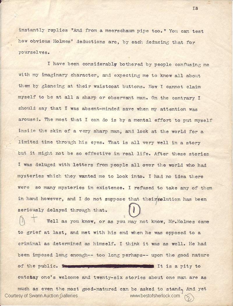 Conan Doyle 1894 American lecture tour typescript draft page 13