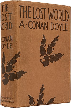 Dust jacket for 1914 Frowde edition of The Lost World by Conan Doyle