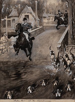 Original Sidney Paget drawing of a foxhunt
