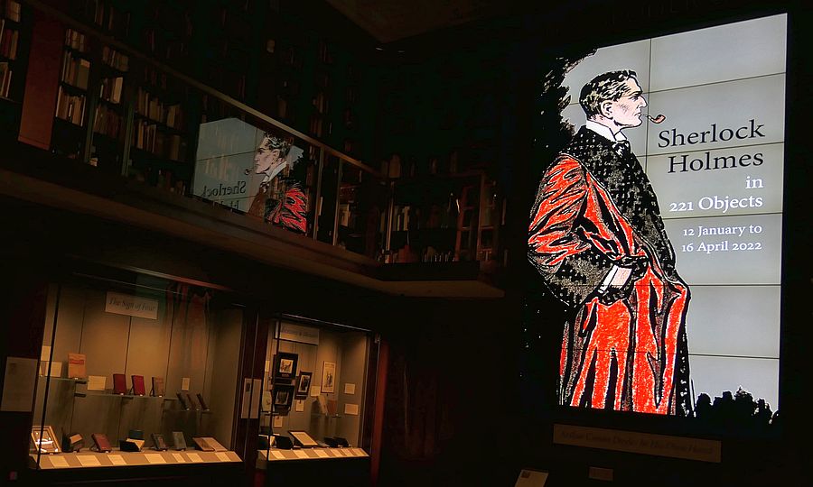 Sherlock Holmes in 221 Objects exhibition hall looking left