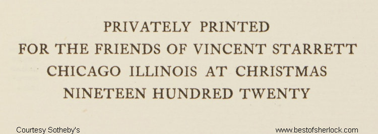 Imprint (for the friends of Vincent Starrett) on The Unique Hamlet copy VS5