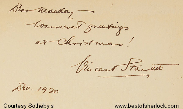 Starrett's inscription to MacKay on copy VS5 of The Unique Hamlet