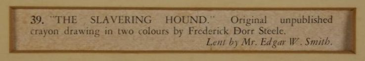 Label in matte of The Slavering Hound drawing