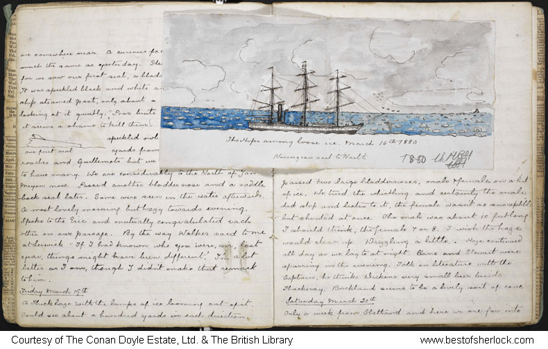 Conan Doyle drawing from 1880 whaling diary