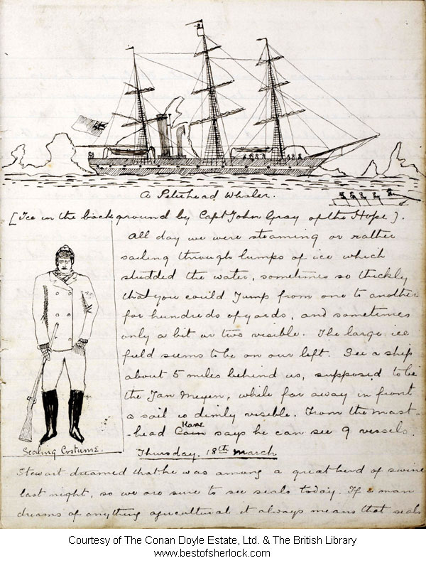 Conan Doyle arctic whaling diary from SS Hope March 1880