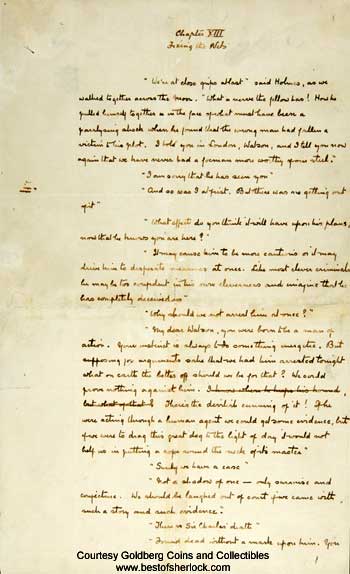 Hound of the Baskervilles original manuscript photo Chapter 13