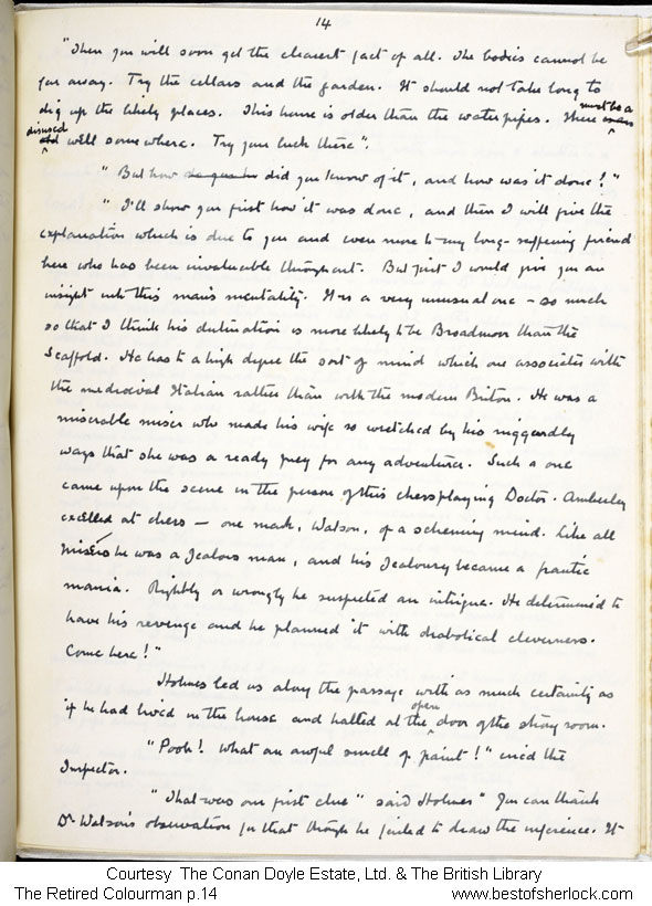 The Retired Colourman, Sherlock Holmes manuscript page 14