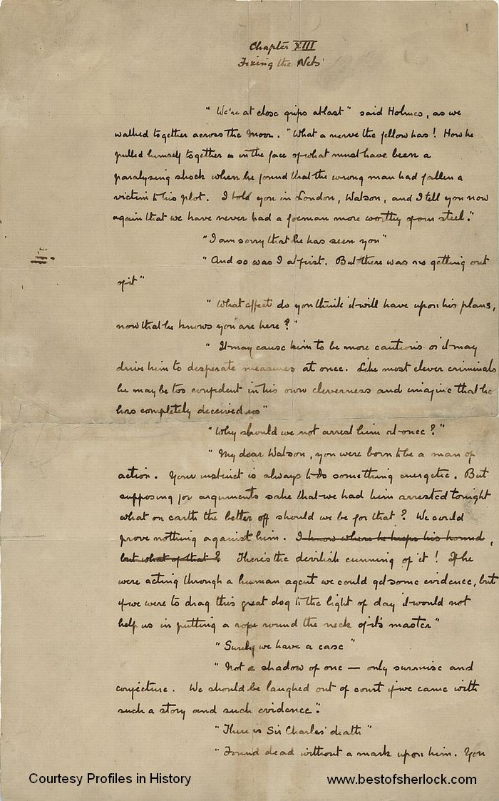 The Hound of the Baskervilles manuscript leaf H31 by Sir Arthur Conan Doyle