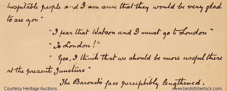 The Hound of the Baskervilles manuscript leaf H37 - first 7 lines