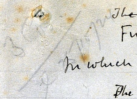Pencil note at top of first page of The Land of Mist manuscript