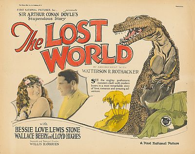 Front of lobby card for 1925 movie The Lost World