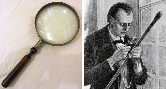 Sidney Paget's magnifying glass and a related Sherlock Holmes illustration