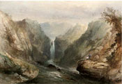 Painting of Angling below the waterfall by Sidney Paget