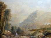Painting of Figure in a Highland Landscape / Hillside View by Sidney Paget