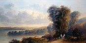 Painting of Figures in Lakeland landscape by Sidney Paget
