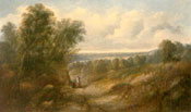 Painting of Figures resting in an extensive landscape by Sidney Paget