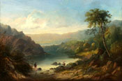 Painting of Landscape with fishermen by Sidney Paget