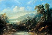 Painting of a Mountainous landscape by Sidney Paget