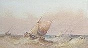 Painting of Returning to port in heavy seas by Sidney Paget