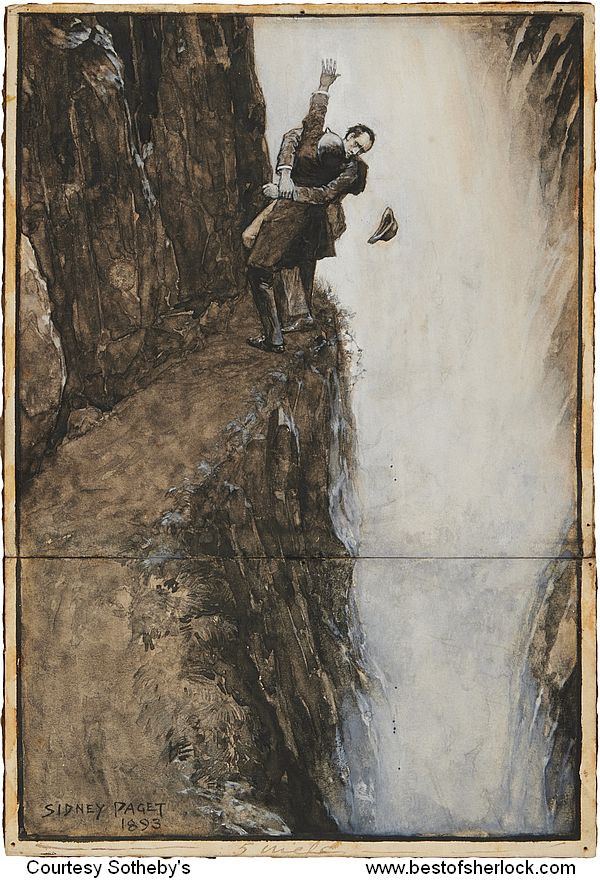 Sidney Paget original drawing: The Death of Sherlock Holmes