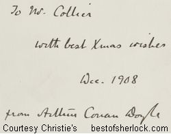 Conan Doyle 1908 letter to Mr. Collier