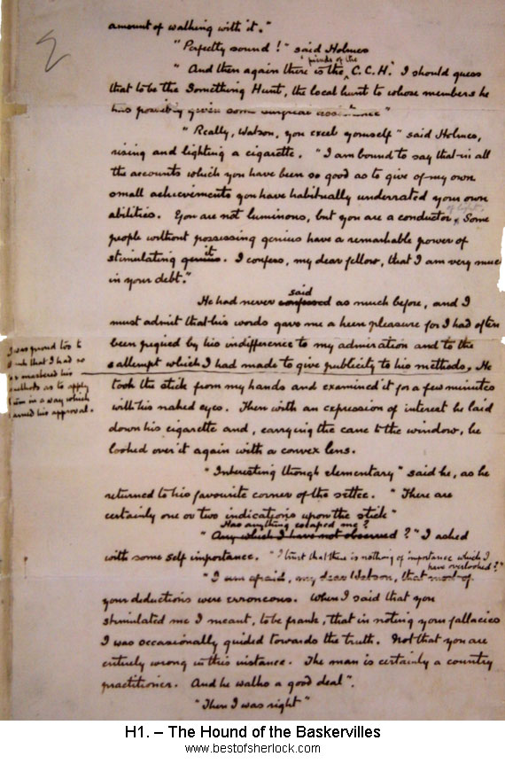 Hound of the Baskervilles Manuscript Leaf H1
