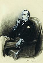 Original Sidney Paget Drawing: Portrait of Holmes (B)